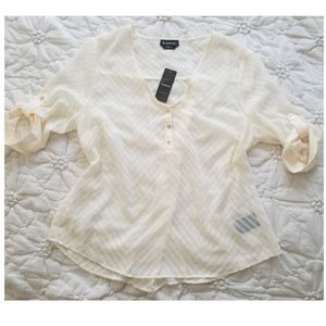 BEBE Marlena, Button-Back, 3/4 Sleeve, Cream, Sz L